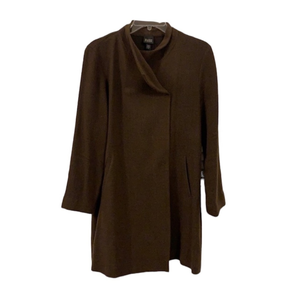 Eileen Fisher Wool Blend Cocoon Coat Brown Oversized